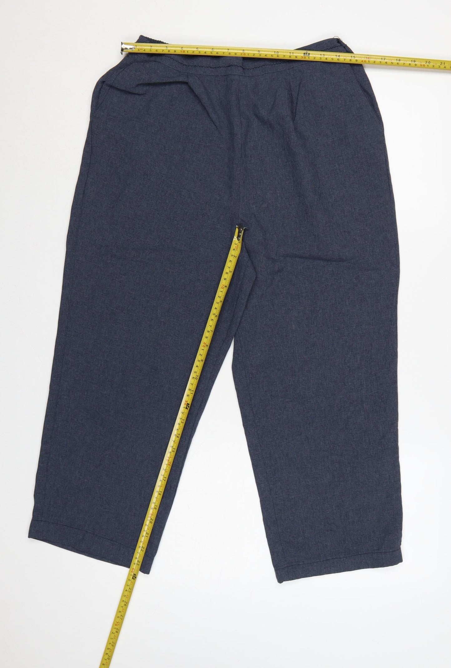 Bonmarché Women’s Blue Size 16 Pleated Paperbag Trousers Elastic Waist