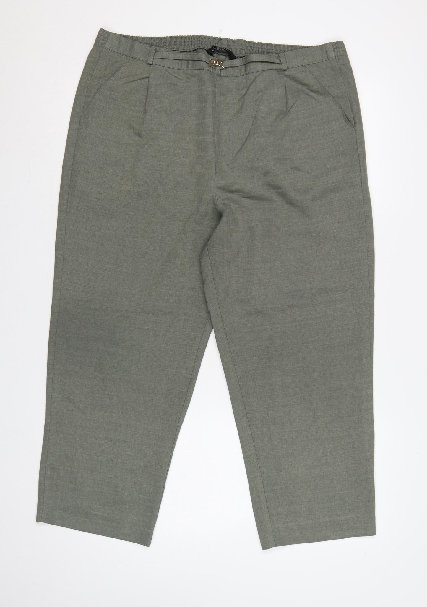Bm Women Grey Size 16 Straight Leg Elastic Waist Smart Trousers