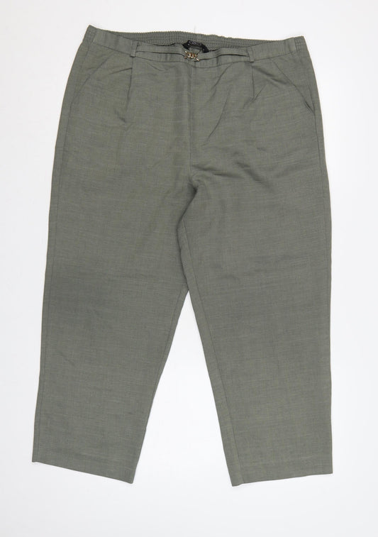 Bm Women Grey Size 16 Straight Leg Elastic Waist Smart Trousers