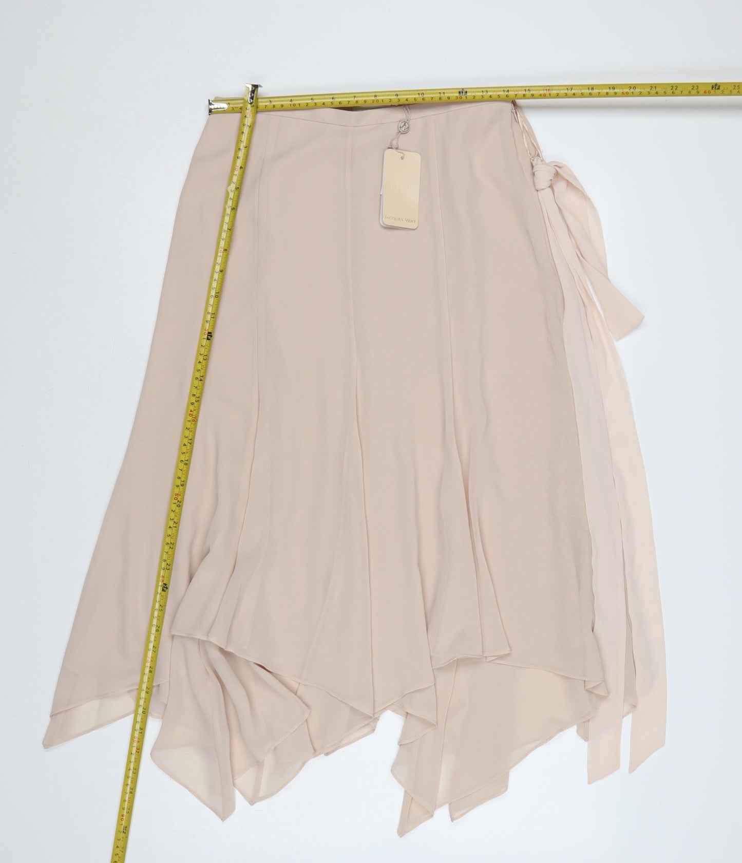 Jacques Vert Women Beige UK 12 Long Asymmetric Layered Chiffon Skirt