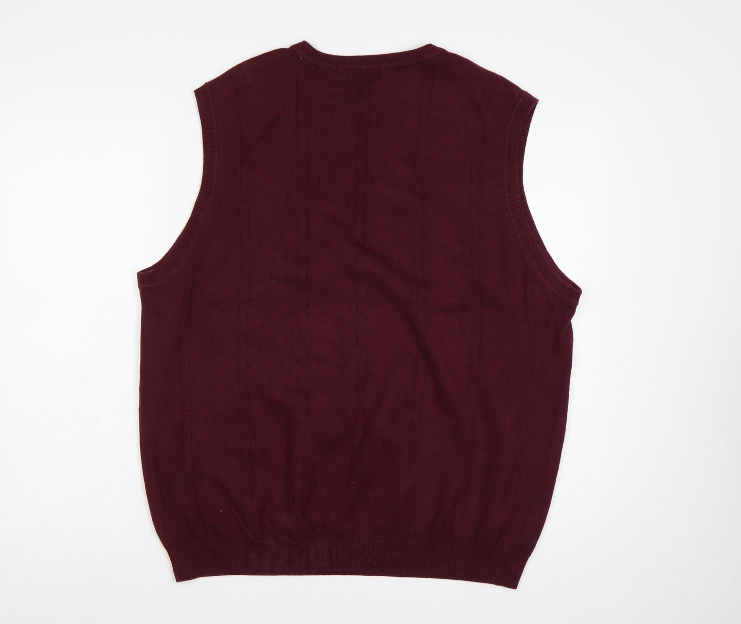 Van Heusen Men's Burgundy XL Cotton V-Neck Knitted Jumper Vest