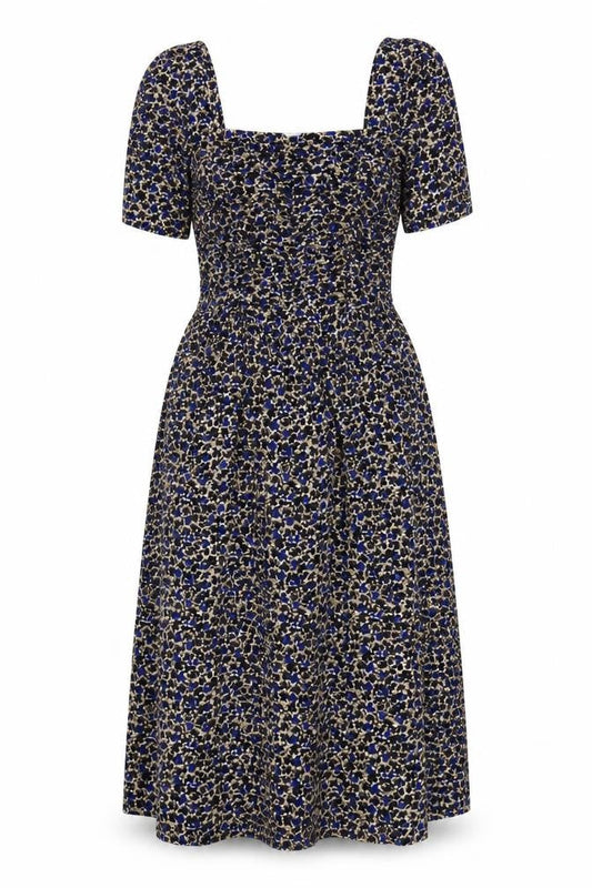 Jigsaw Women Blue Floral Ruched Fit & Flare Maxi Dress Size S