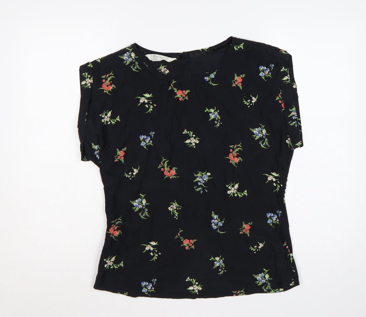 First Impressions Women Black Floral Viscose Silk Blouse UK 12