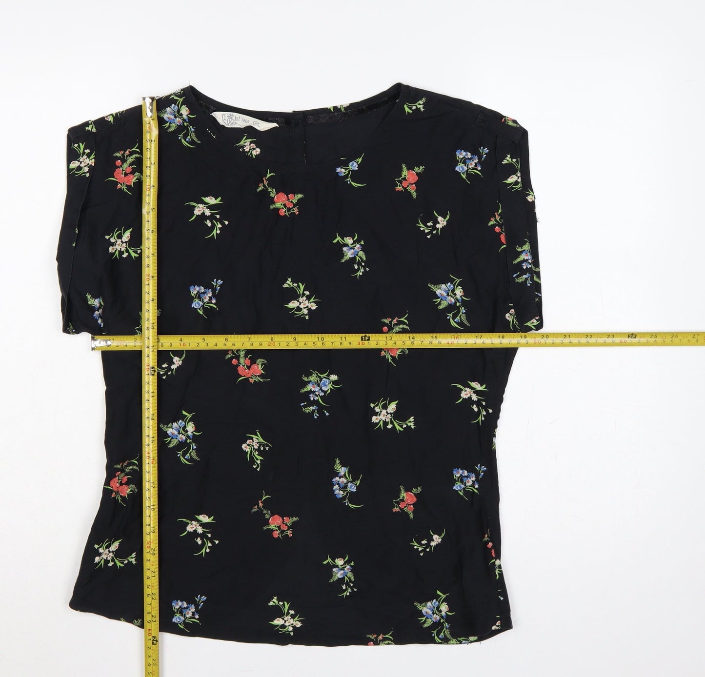 First Impressions Women Black Floral Viscose Silk Blouse UK 12