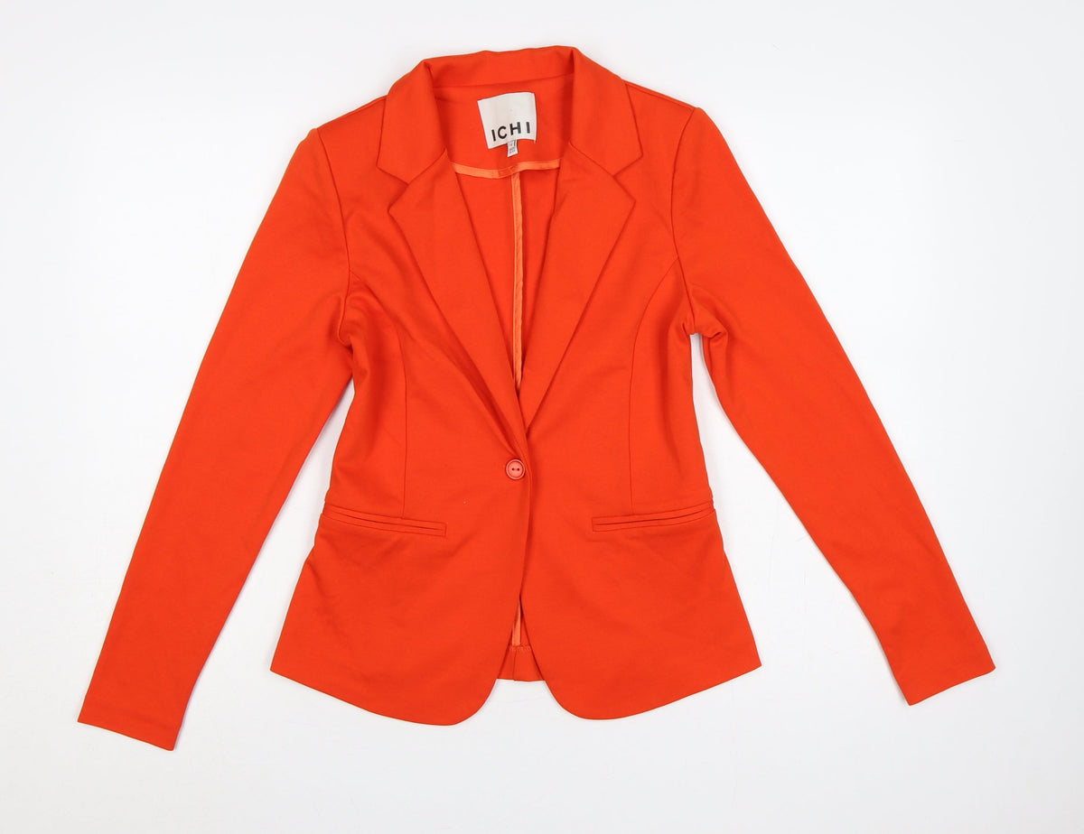 Additional front view of ICHI Women’s Orange S Single-Breasted Tailored Blazer Jacket