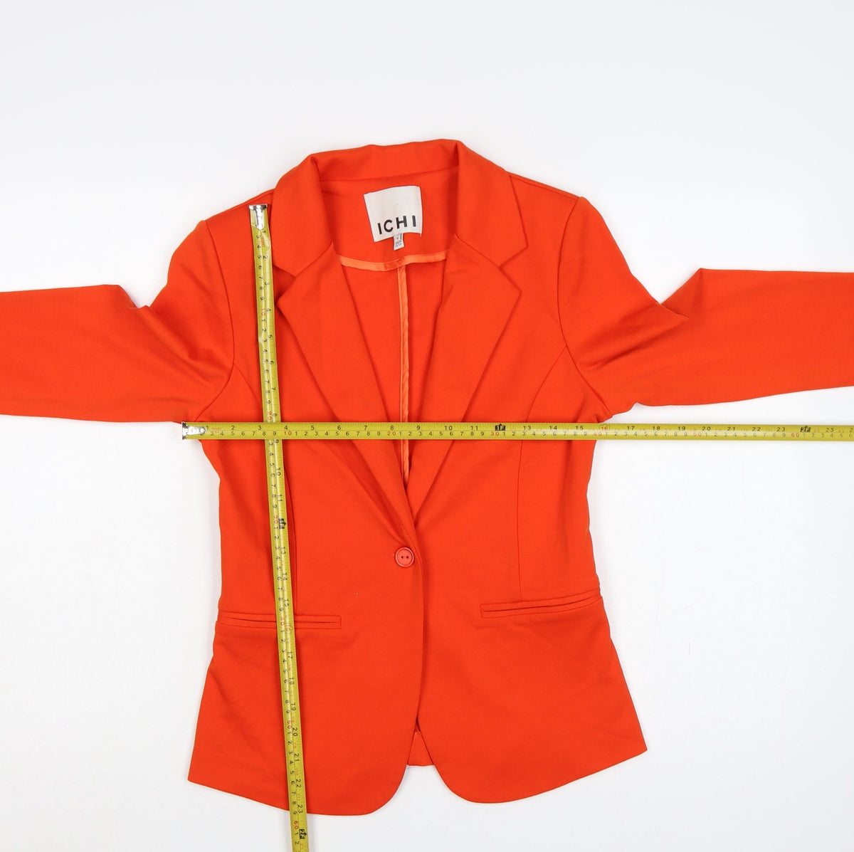 Back view of ICHI Women’s Orange S Single-Breasted Tailored Blazer Jacket
