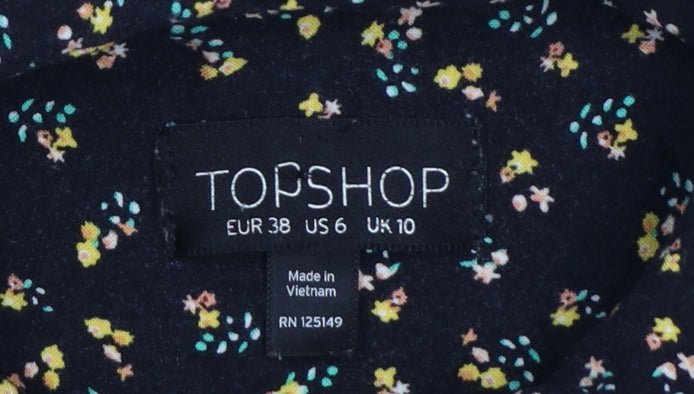 Topshop Women Multicoloured UK 10 Floral Patchwork Button-Up Blouse
