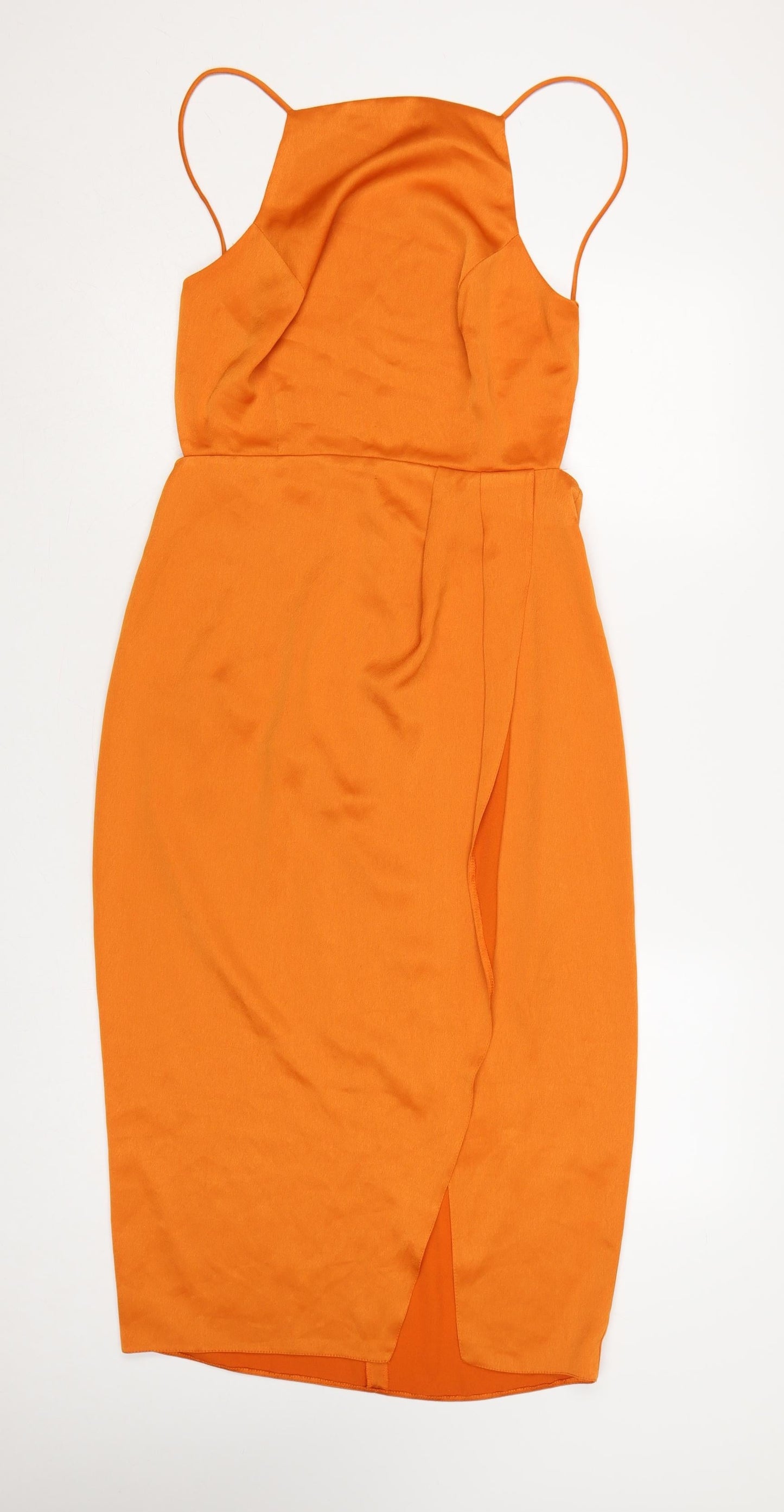 ASOS Women Orange UK 12 Midi Pencil Dress Backless Side Slit