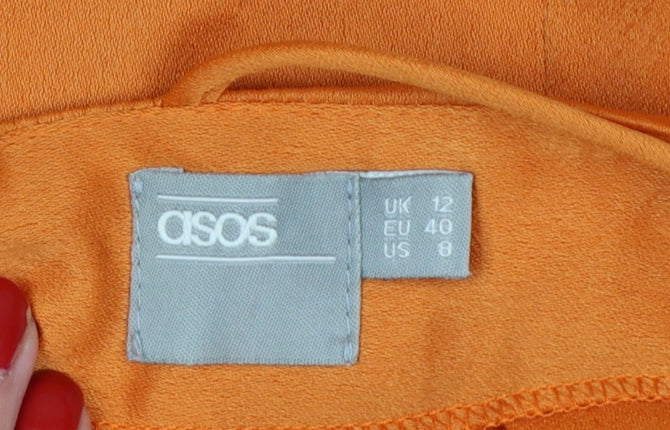 ASOS Women Orange UK 12 Midi Pencil Dress Backless Side Slit