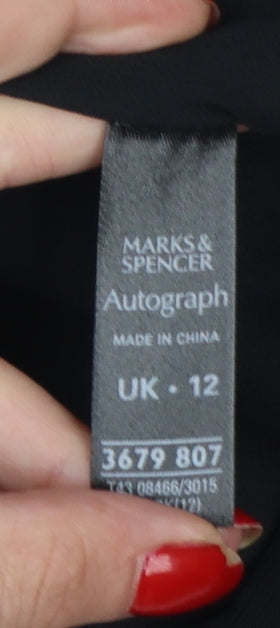 Marks & Spencer Autograph Women Black UK 12 Strapless Pleated Sweetheart Top