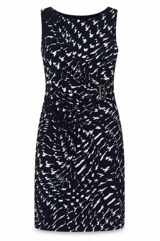 Planet Women Blue Geometric Ruched Buckle Sheath Dress UK 12