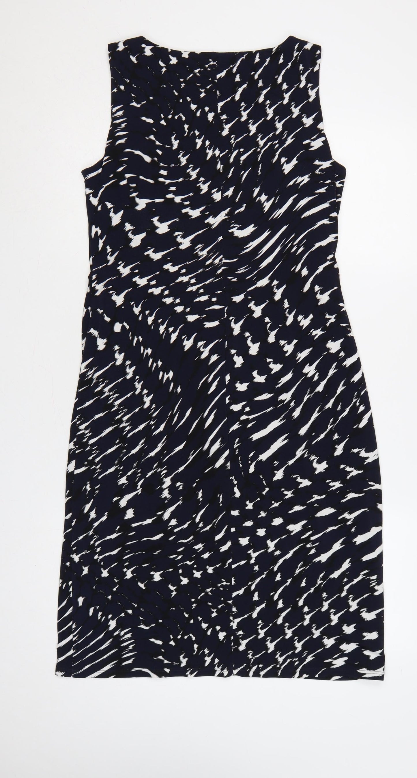 Planet Women Blue Geometric Ruched Buckle Sheath Dress UK 12