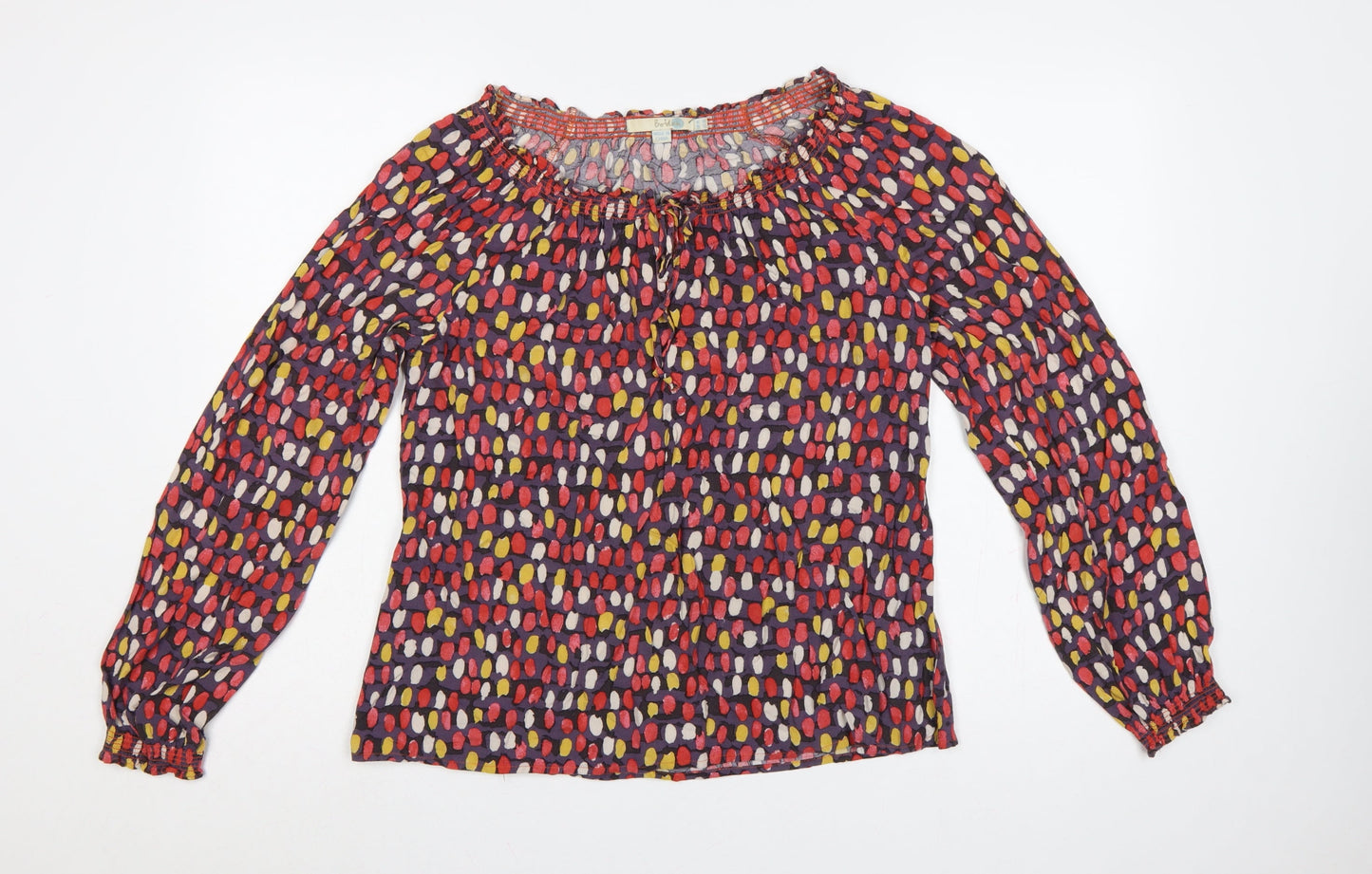 Boden Women Multicoloured UK 14 Long Sleeve Ruffle Viscose Blouse