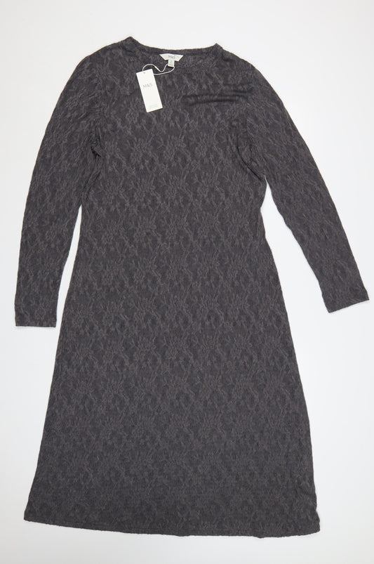 Marks and Spencer Women Grey UK 16 Long Knit Jumper Dress