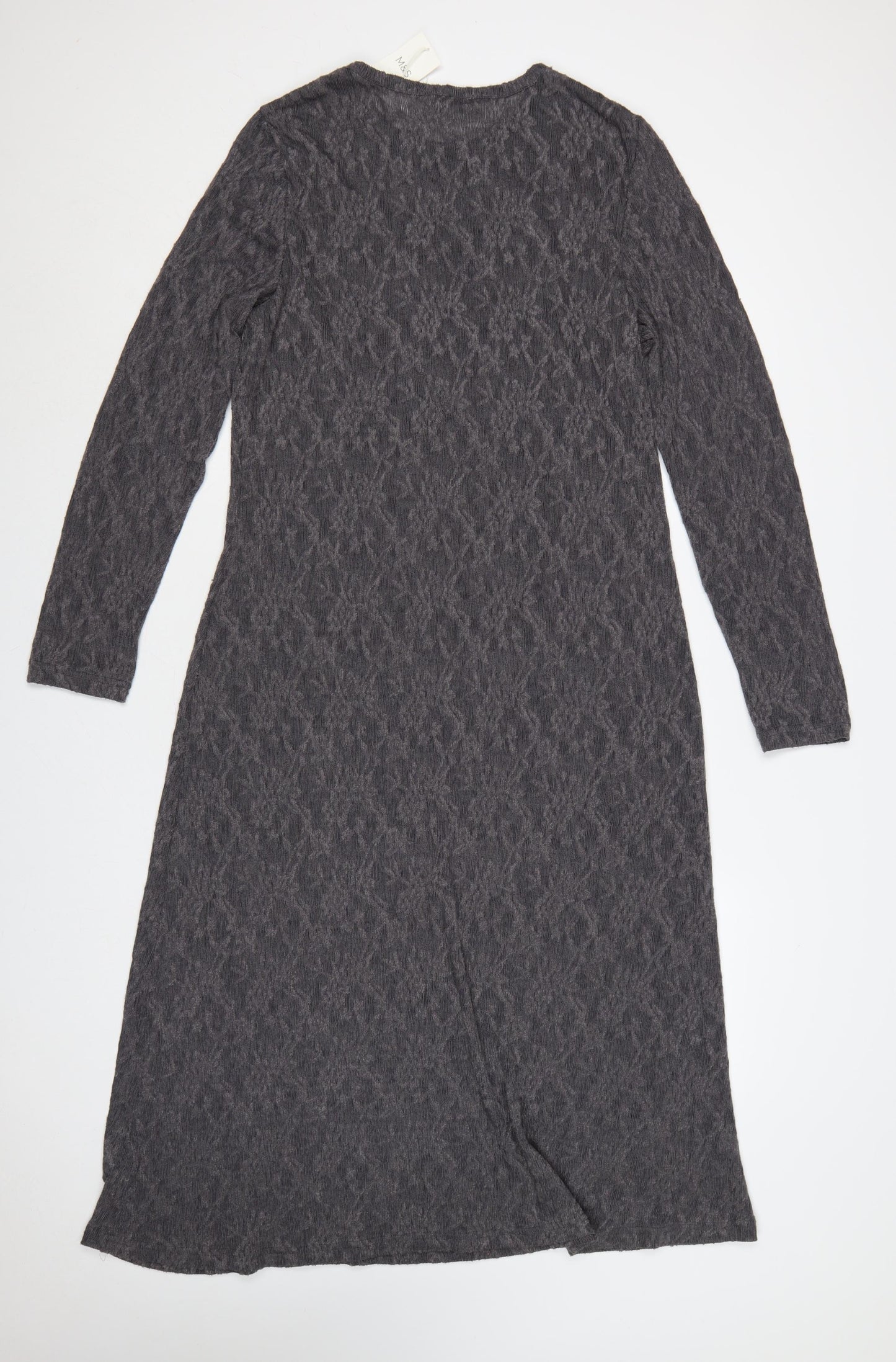 Marks and Spencer Women Grey UK 16 Long Knit Jumper Dress