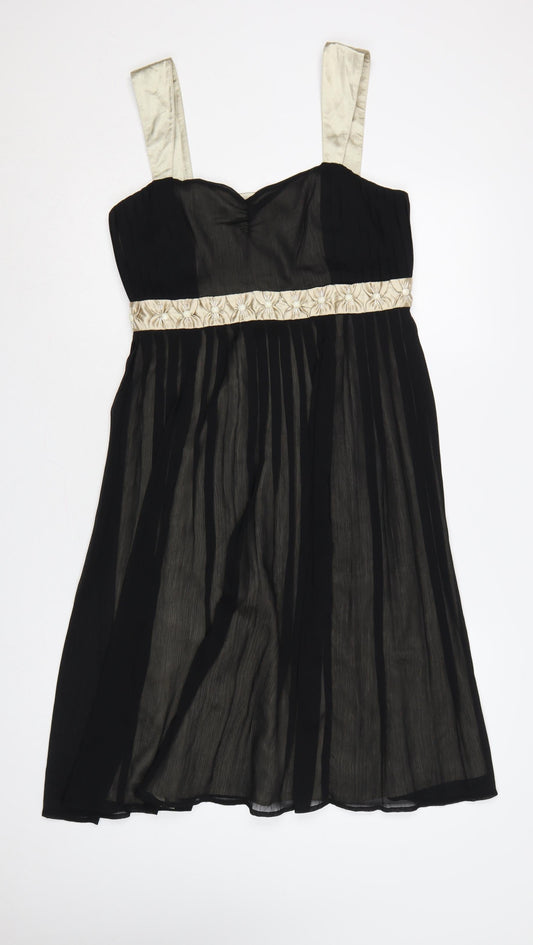 Next Women Black Ivory Size 12 Fit & Flare Chiffon Party Dress