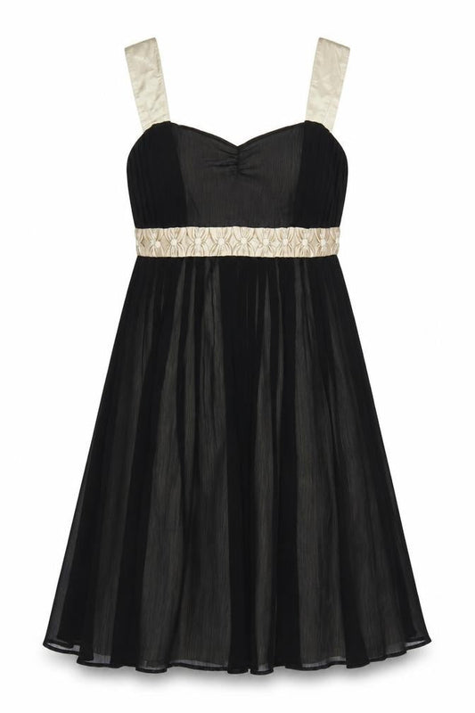 Next Women Black Ivory Size 12 Fit & Flare Chiffon Party Dress