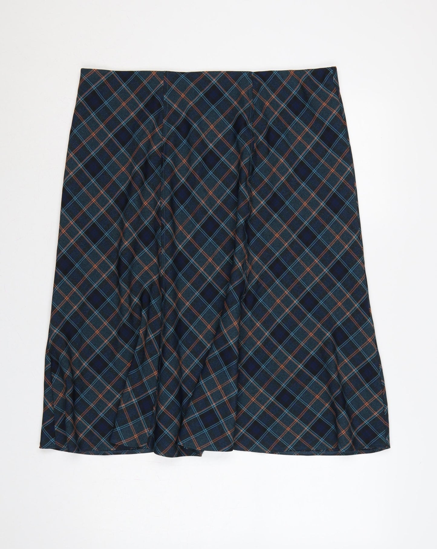 Honor Millburn Women Blue Plaid UK 20 Midi A-Line Ruffle Skirt
