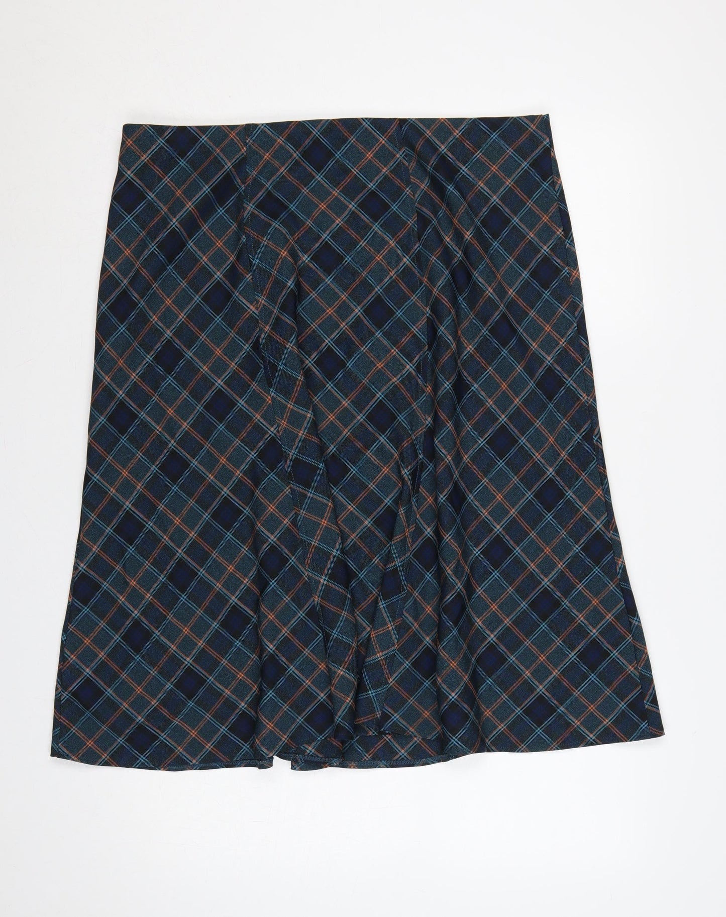 Honor Millburn Women Blue Plaid UK 20 Midi A-Line Ruffle Skirt