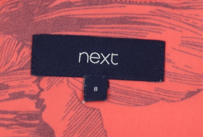 Next Women Orange Floral Strappy Slip Dress UK 8 Knee Length