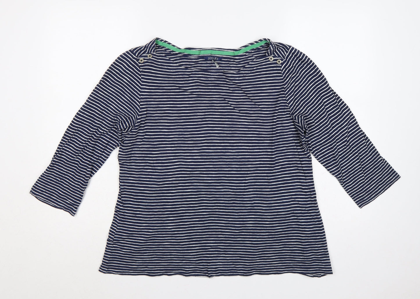 Joules Women Blue White Striped Cotton Tunic Top UK 18 3/4 Sleeve