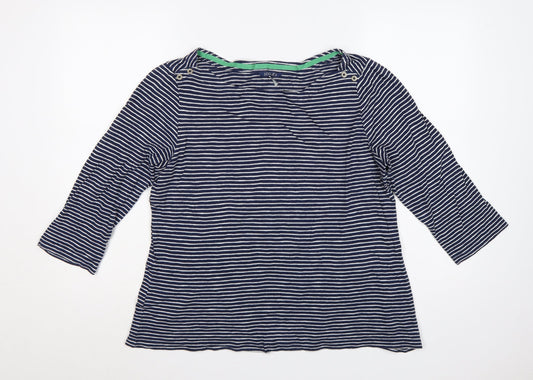 Joules Women Blue White Striped Cotton Tunic Top UK 18 3/4 Sleeve