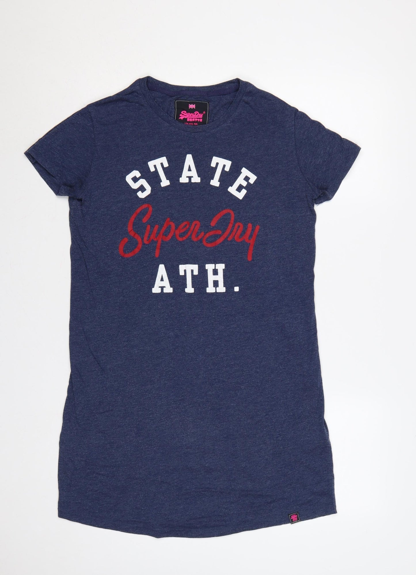 Superdry Women Blue UK 12 T-Shirt Dress Graphic Print Casual
