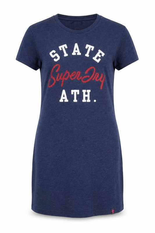 Superdry Women Blue UK 12 T-Shirt Dress Graphic Print Casual