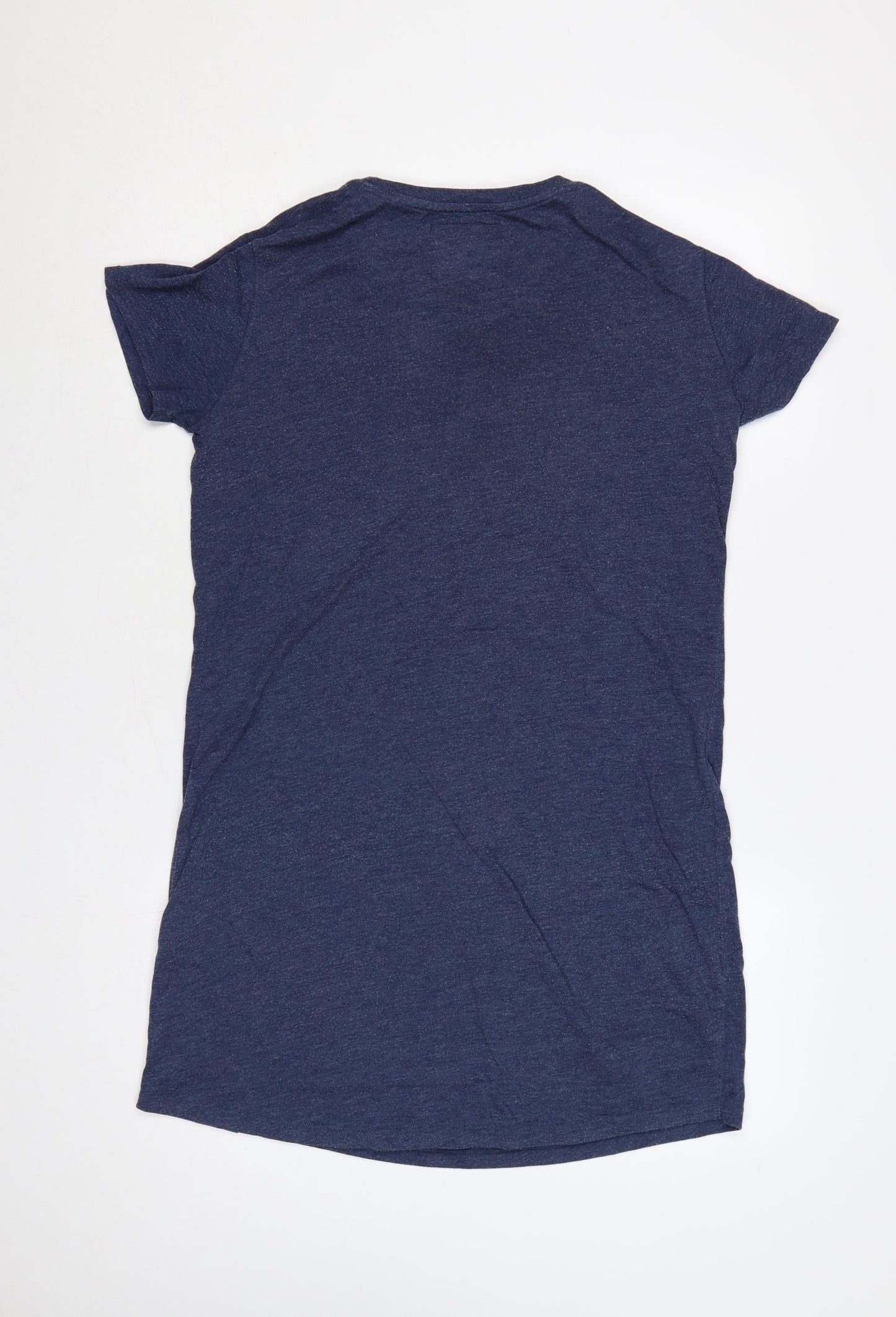 Superdry Women Blue UK 12 T-Shirt Dress Graphic Print Casual
