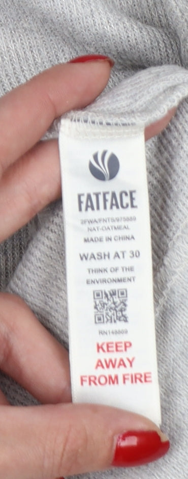 FatFace Women Grey UK 12 Hooded Button Cardigan V-Neck Pockets