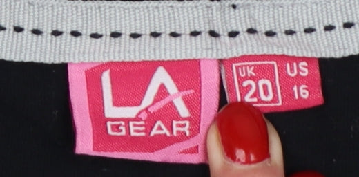 LA Gear Women’s Black UK 20 Basic V-Neck Short Sleeve Jersey T-Shirt