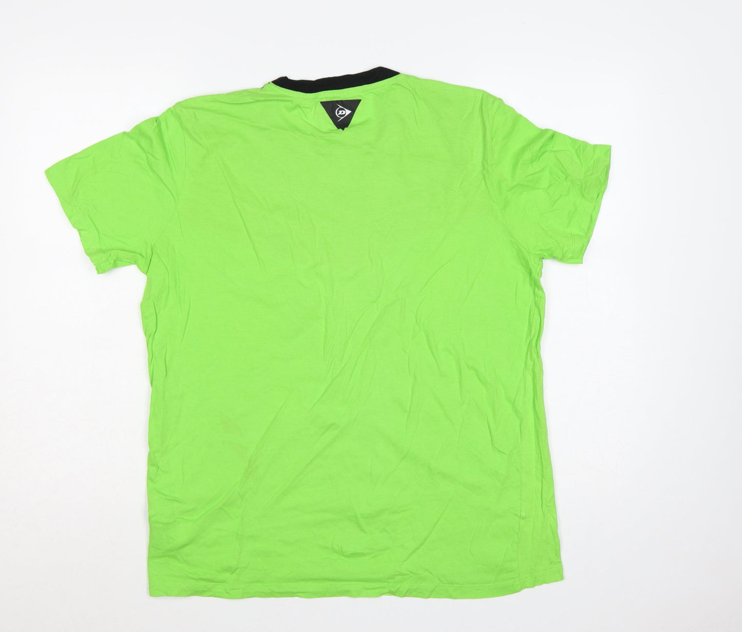 Dunlop Men's Green Black Colourblock Sports T-Shirt S Crew Neck