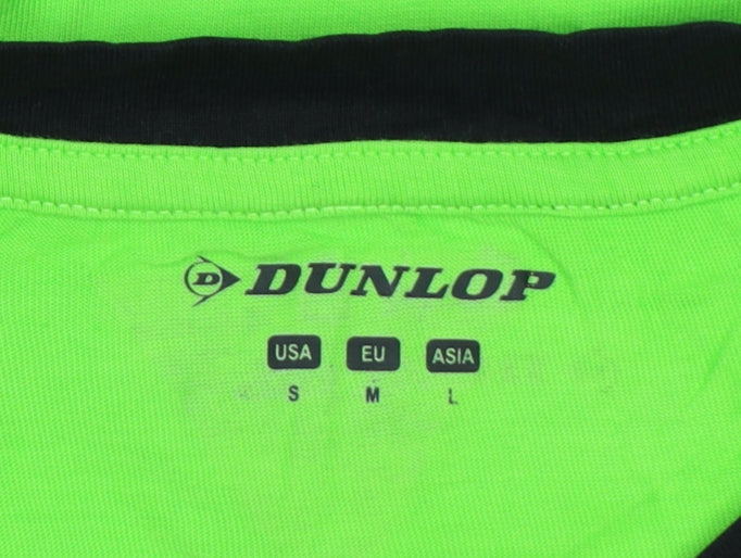 Dunlop Men's Green Black Colourblock Sports T-Shirt S Crew Neck