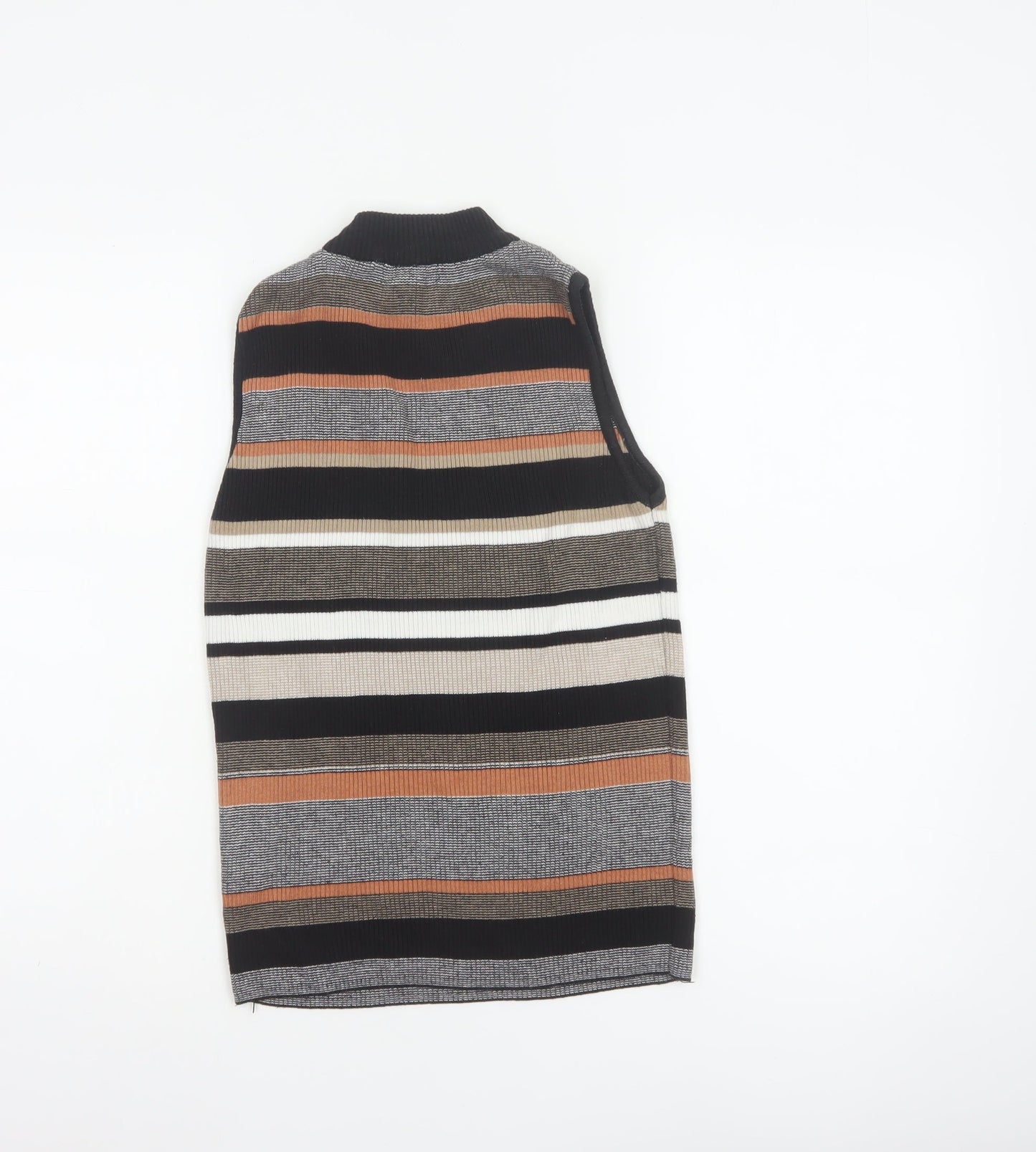 New Look Women’s Black Stripe Roll Neck Knit Tank Top UK 10
