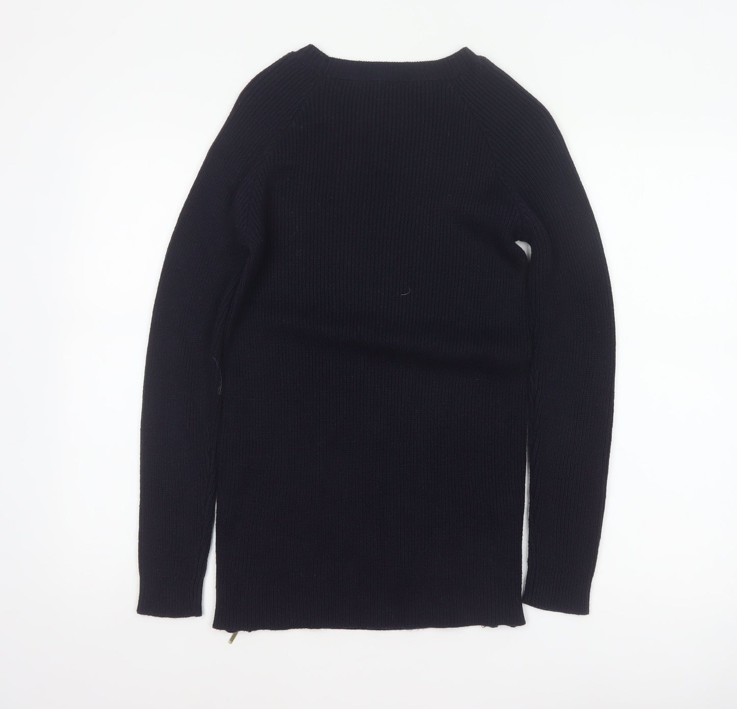 Dorothy Perkins Women Navy UK 12 Cable Knit Tunic Jumper Zip