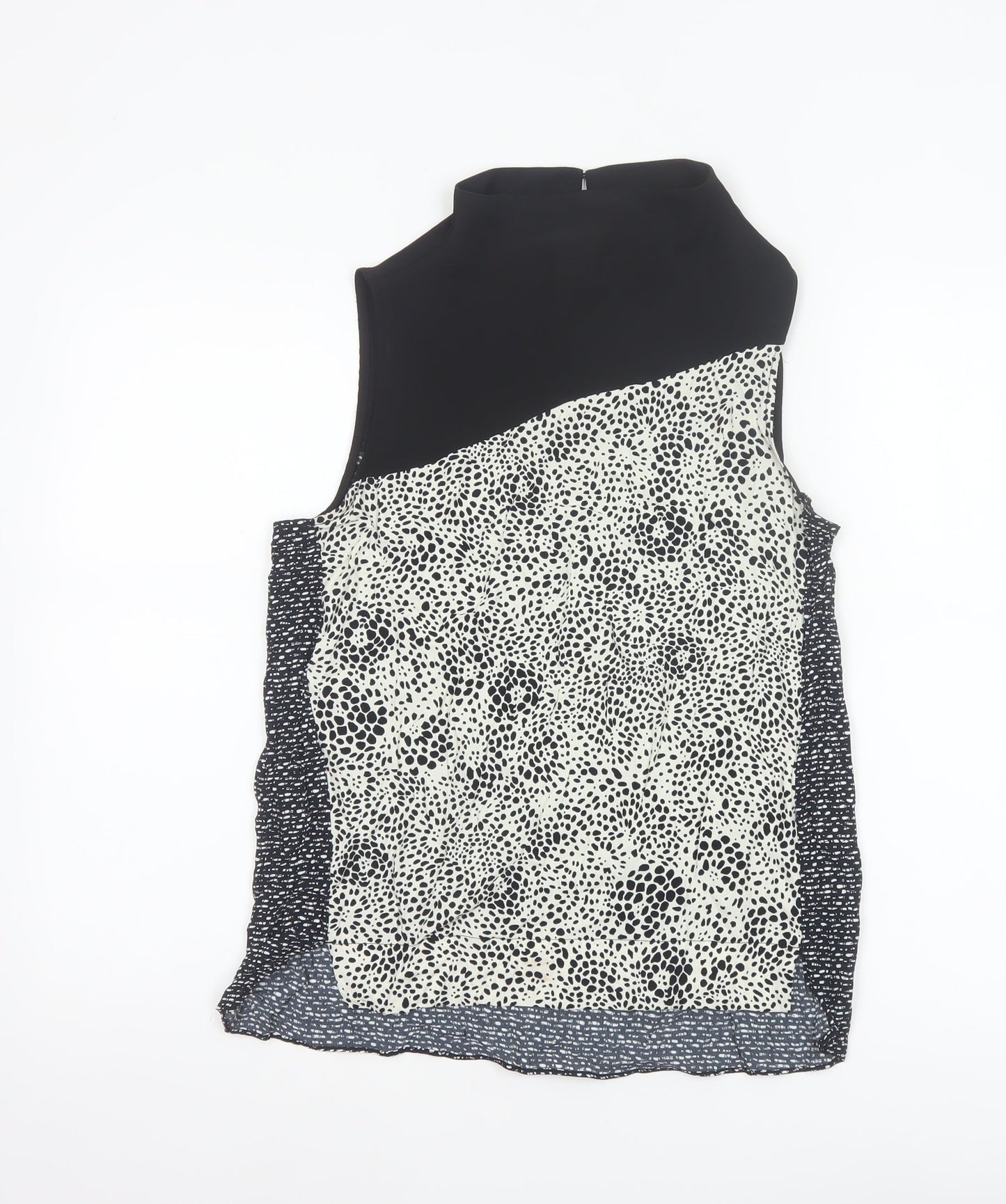 River Island Women Black Ivory Animal Print High Neck Sleeveless Blouse UK 8