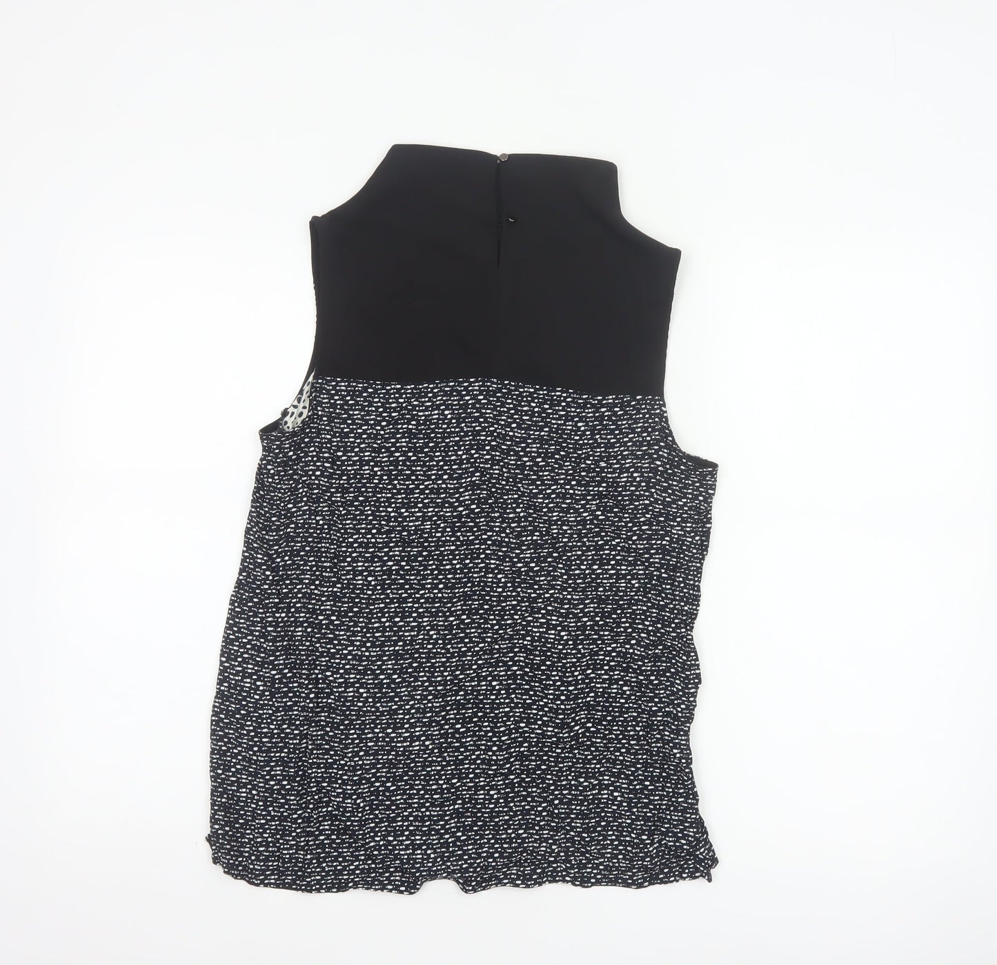 River Island Women Black Ivory Animal Print High Neck Sleeveless Blouse UK 8