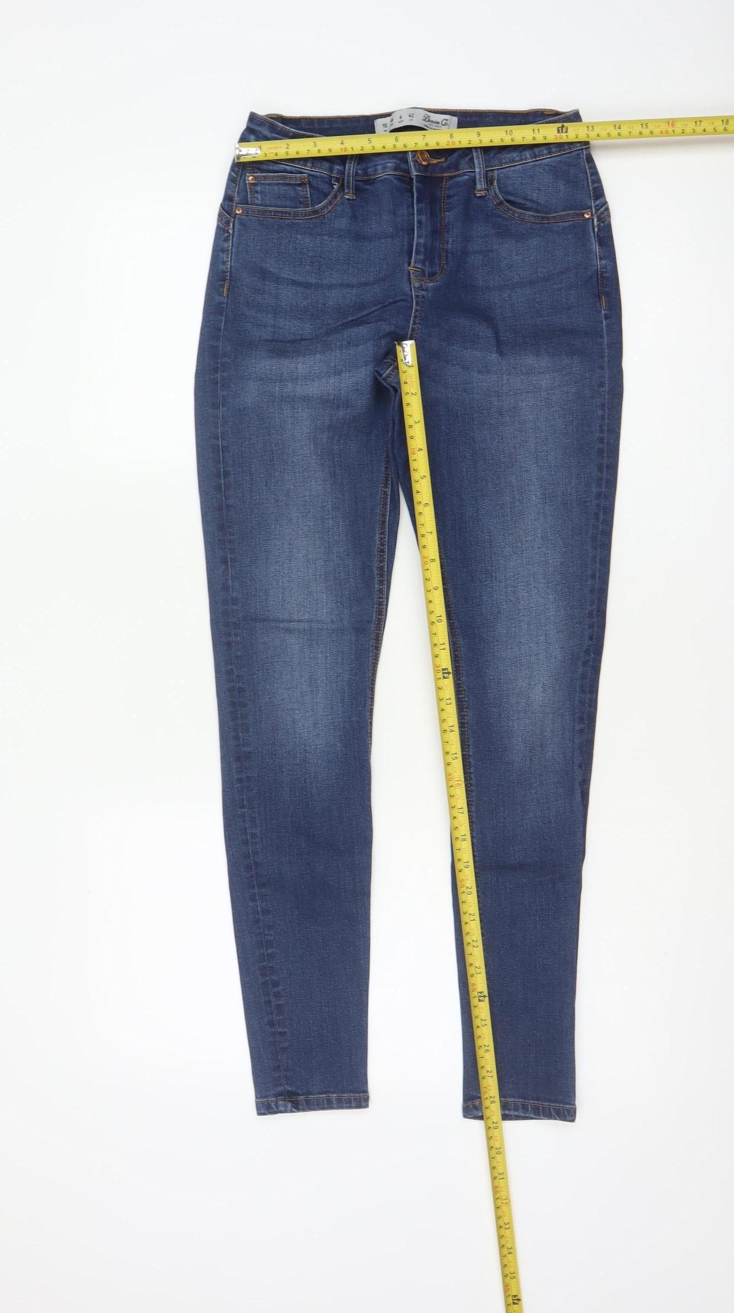 Denim Co Womens Blue UK 10 Skinny Mid Rise Stretch Jeans