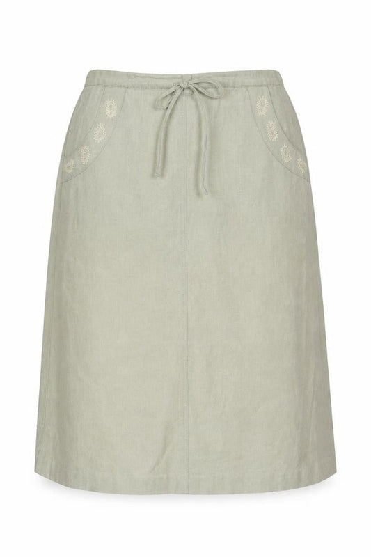 EWM Pure Classics Women Beige Size 16 Floral Embroidered Wrap Maxi Skirt