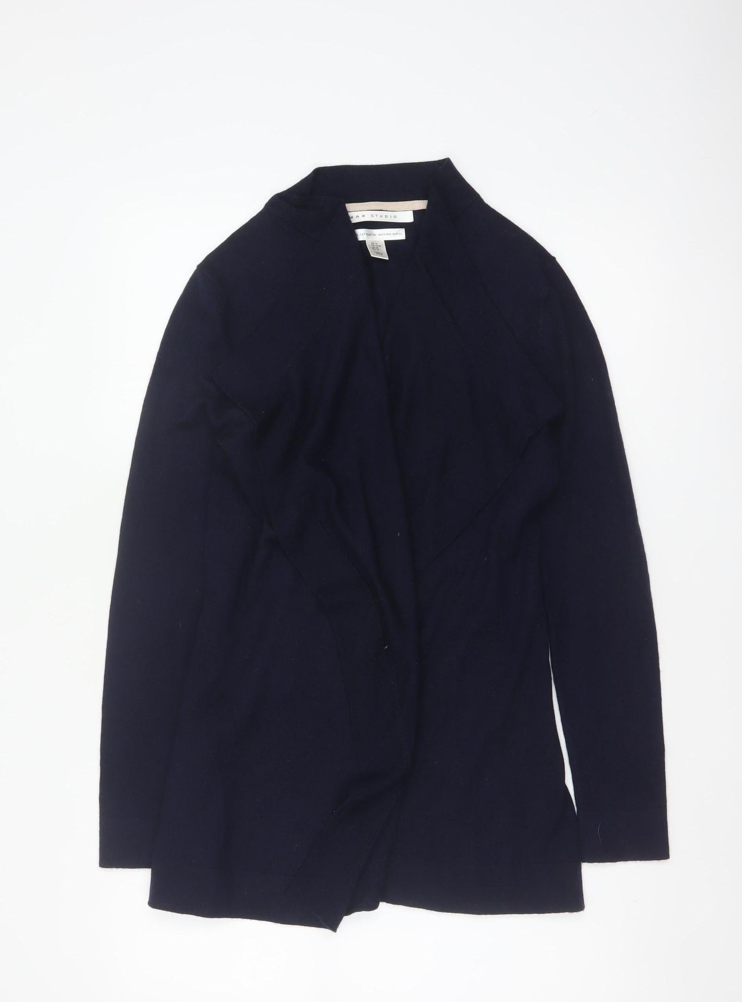 Max Studio Women’s Blue Merino Wool Open Cardigan Size M