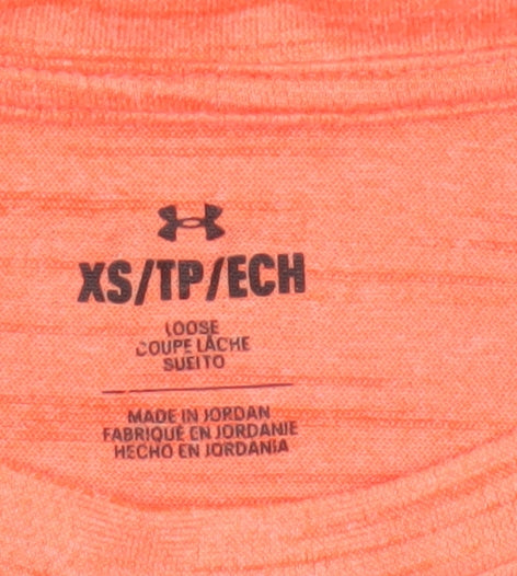 Under Armour Women Orange XS Basic Loose Gym Training T-Shirt