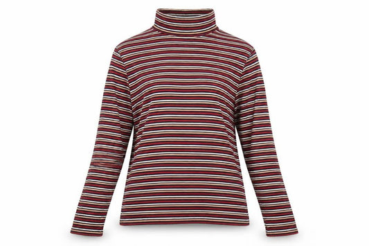 Lille Women Multicoloured UK 14 Striped Cotton Roll Neck Jersey Top