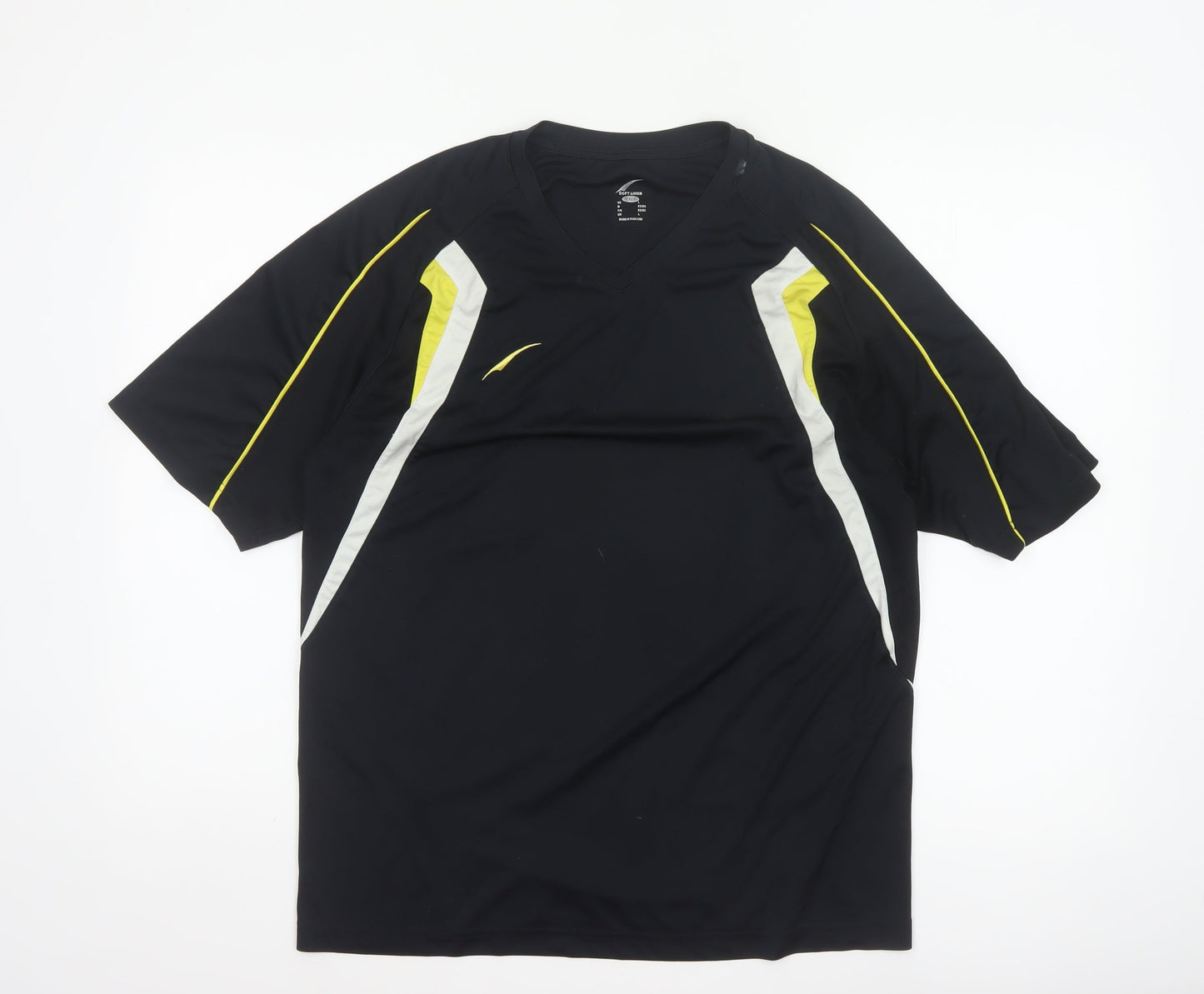 Soft Limer Men’s Black 2XL Colourblock V-Neck Sports Jersey T-Shirt