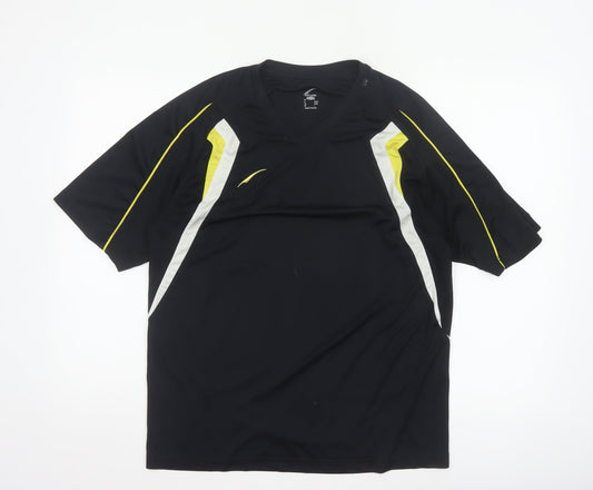Soft Limer Men’s Black 2XL Colourblock V-Neck Sports Jersey T-Shirt