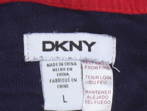 DKNY Women’s Blue Logo Pyjama Top Size L Long Sleeve V-Neck