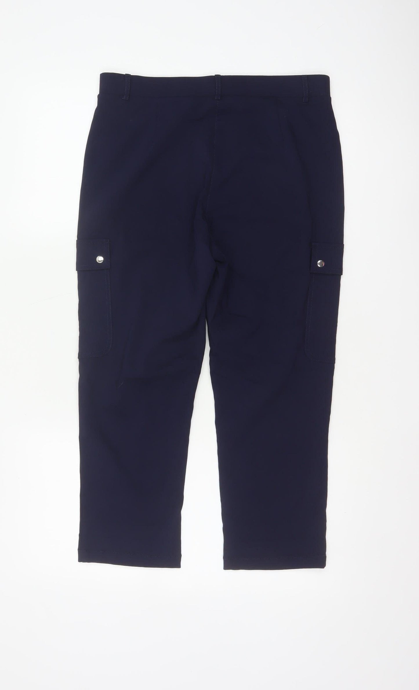 Enrico Women Blue Size 12 Straight Leg Stretch Cargo Trousers