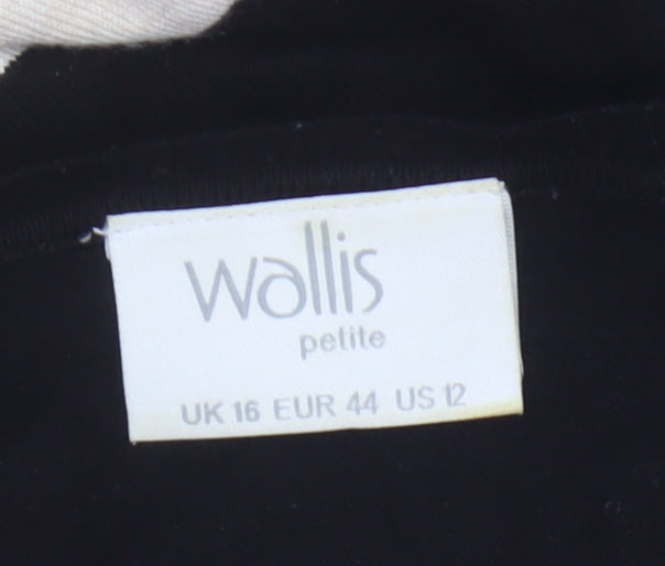 Wallis Women’s Black Multicoloured UK 16 Petite Striped Button Jumper