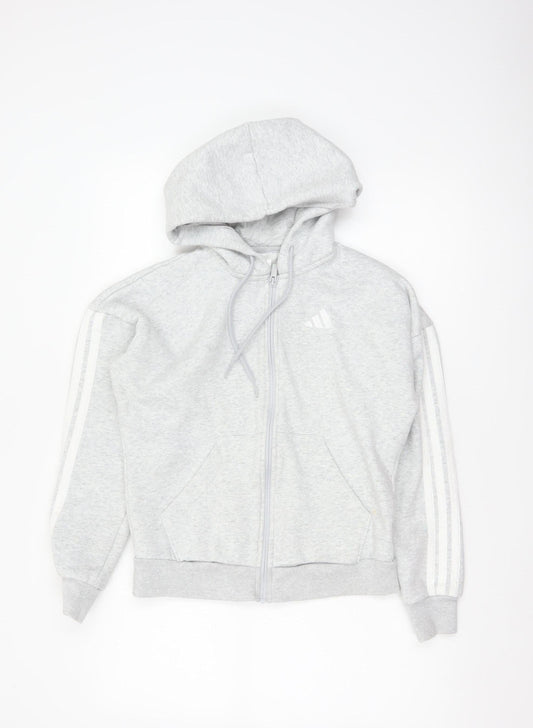 Adidas Women’s Grey XS Full Zip Hooded Logo Hoodie