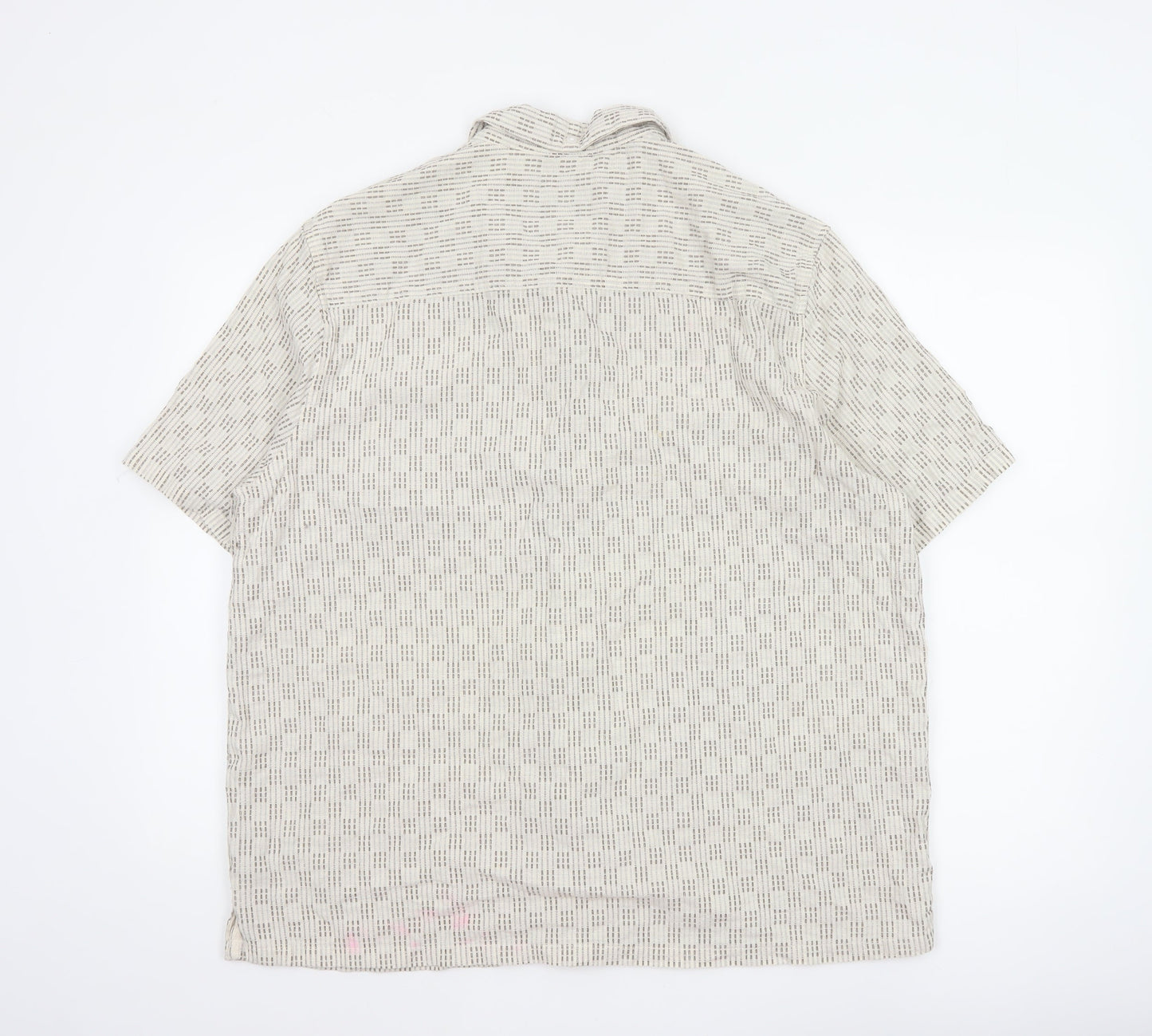 The Stronghold Men’s Beige XL Regular Fit Cotton Linen Stripe Shirt