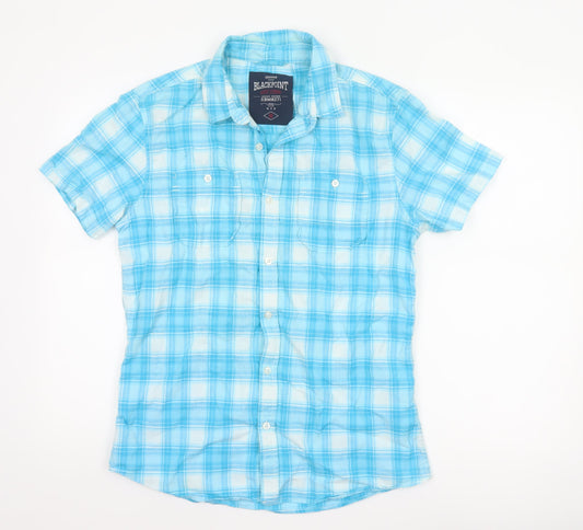 Blackpoint Men’s Blue Check Cotton Short Sleeve Button-Up Shirt M